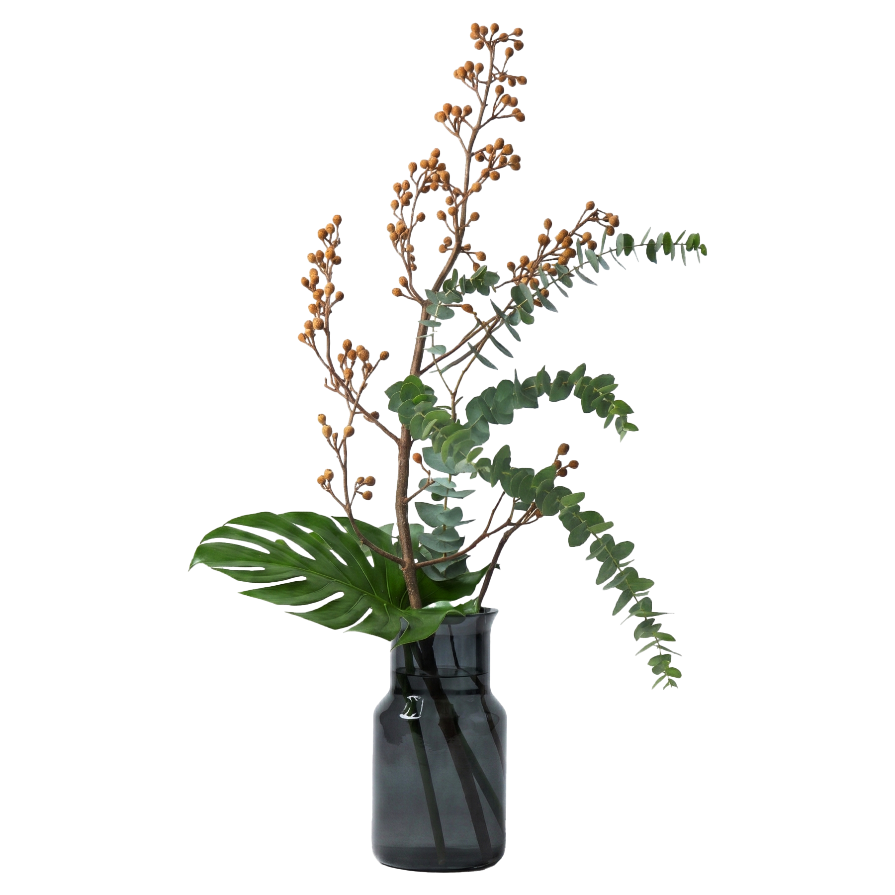 ガラス 花瓶 ネック shesay 呂色 枝物